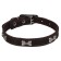 Leather “Fleur” collar, decorated “bone with rhinestones”, 24-30 x 1.5 cm, brown