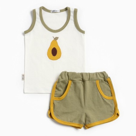 Kit (T -shirt/shorts) children, avocado/wormwood color, height 86 cm