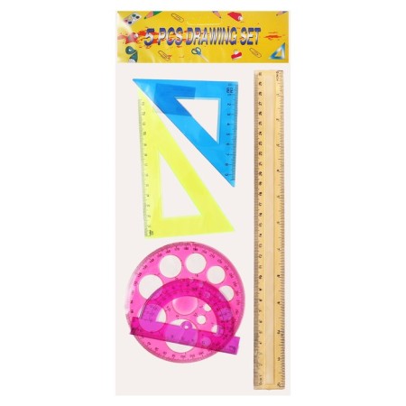 Set geometric, drawing, blister: ruler 30 cm, 2 triangles, transporter, circle stencil, mix-7