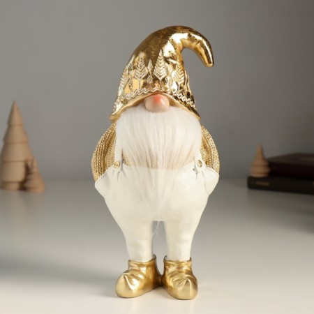 Polystone souvenir "Dwarf in white pants, a gold sweater and cap" 11x9x23 cm