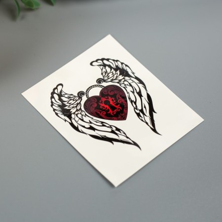Tattoo on the body "Wings with a red heart"-1