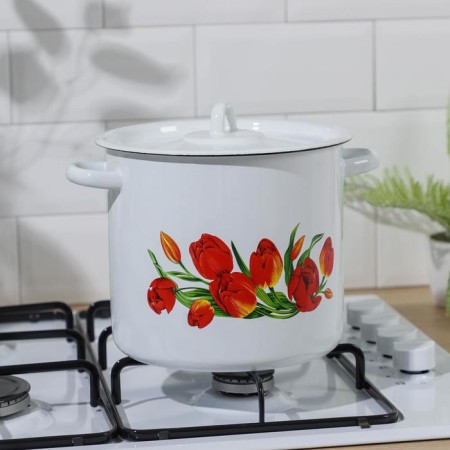 Pan "tulips", 5.5 l, induction, white color-3