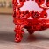 Glass candlestick, 1 candle "Flowers" red 6.5x6x6 cm