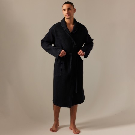 Wafel dressing gown Male SL Home: Basic "Dark Mare", size L, 100% cotton, 300 g/m2-3