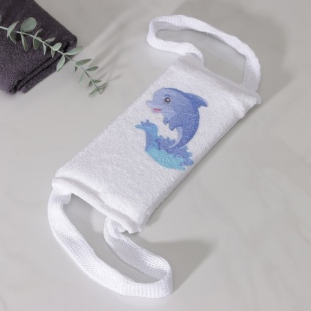 Body washcloth cotton shade "Dolphin", 10.5 × 25 cm