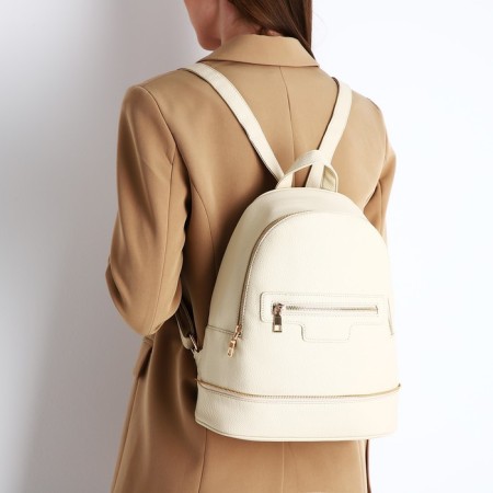 Women's backpack made of artificial leather with lightning, 1 pocket, milk color-6