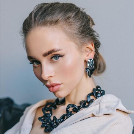 Earrings Metal "Trend" oval and triangle, black color in glossy silver-3