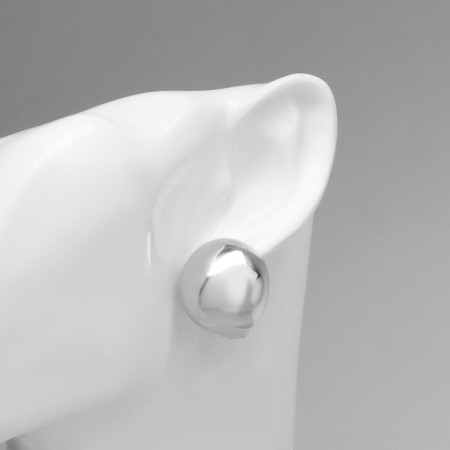 Earrings Metal "Chord" hemisphere, gloss, color silver-2