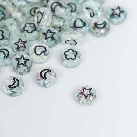 A set of beads for creativity plastic "Hearts and stars" Transparent 20 g 0.3x0.7x0.7 cm 73645-1
