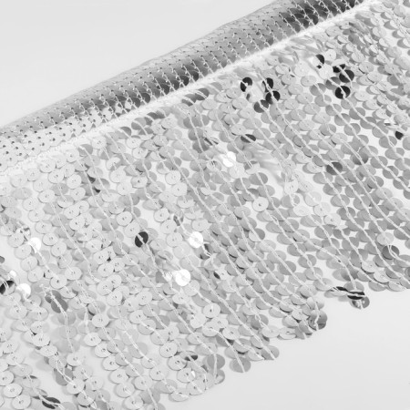 Braid with sequins "fringe", d = 6 mm, 15 cm, 4.5 ± 0.5 m, silver color