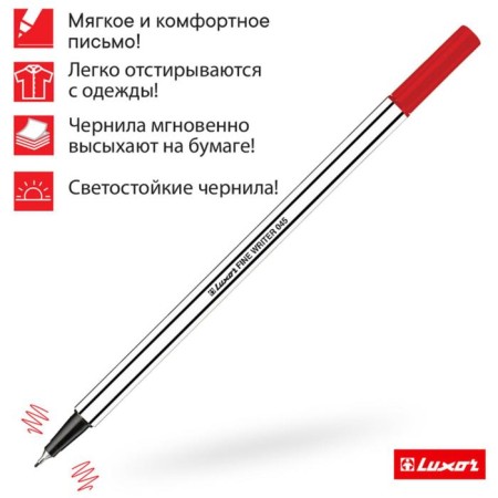 Capillary pen Luxor Fine Writer 045, node 0.8 mm, red ink, black and white housing