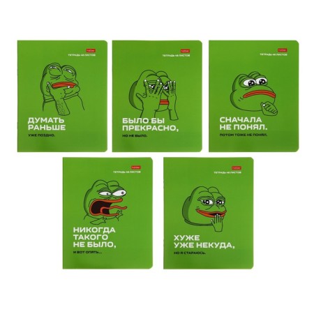 Notebook A5, 48 sheets cage frog Pepe. Issue No. 1, cover coated cardboard, rounded corners, block 65 g/m2, 5 species mix
