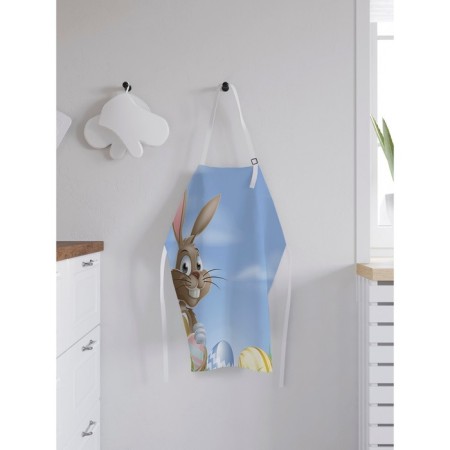 Apron of a kitchen with a photo print “Hare with Easter basket”, adjustable, size OS-1