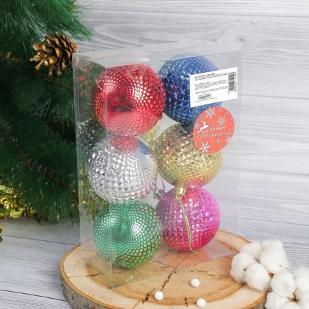 Set of balls plastic D-7 cm, 6 pcs "proxy spikes" mix-1
