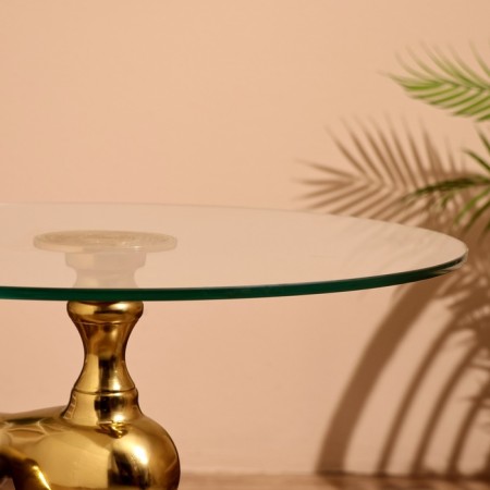 Coffee table 50x50x46 cm, aluminum, glass-3
