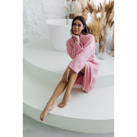 Tainted female bathrobe, size 48, pink color-3