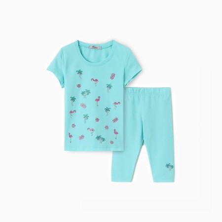 A set for a girl (T -shirt/leggings), mint color, height 110 cm