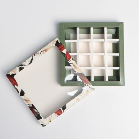Box for sweets, confectionery packaging, 16 cells, Gift for you, 17.7 x 17.7 x 3.8 cm-4