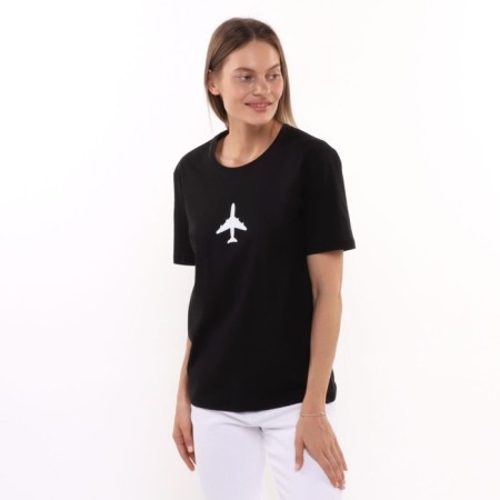 T -shirt Women's "Airplane", black color, size 44