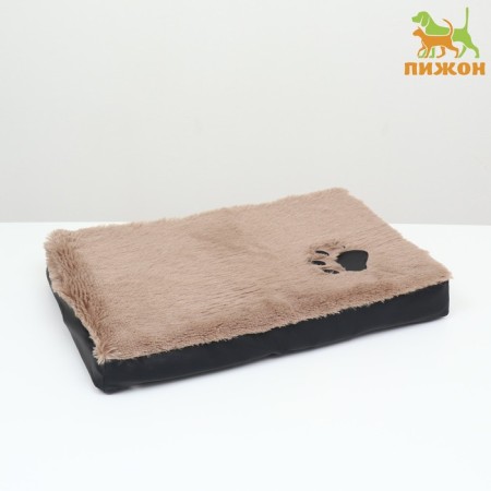 Perina rectangular fur, eco -leather, perioteum, 60 x 40 x 10 cm, brown