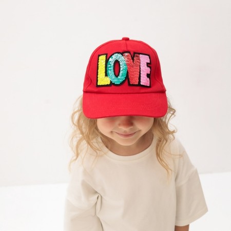 Cap for the girl Minaku "Love" color red, rr 52-1