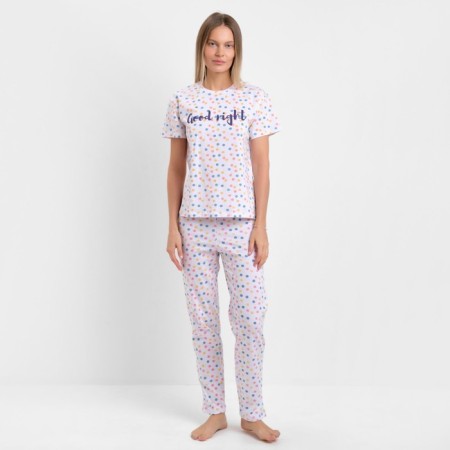 Female home set (T -shirt/pants), white color, size 52-1