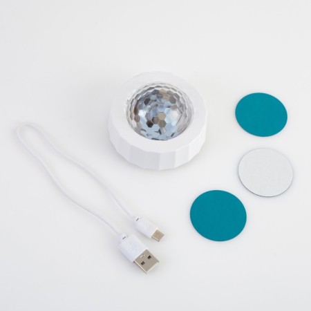 Light device "Mini Disko-Shar" 8 cm, automatic color change, glow RGB, 5 V-9