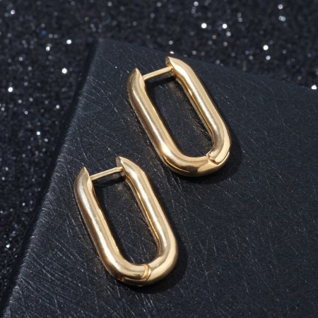 Earrings Metal "Geometry" volumetric oval, color gold-1