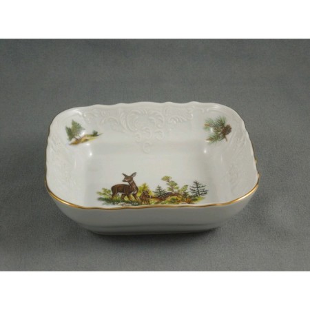 Square Bernadotte salad, decor "Hunting Stories", 16 cm