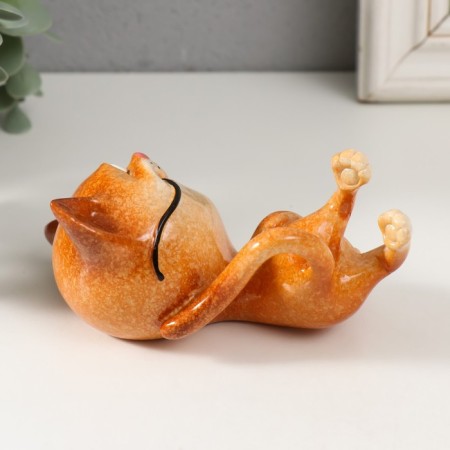Souvenir Polystone Lac "cat plays with a computer mouse" 12x8.5x6.8 cm-2