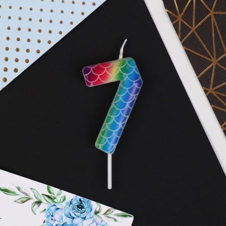Candle for the cake, number "7", multi -colored, 5.5 x 8 cm.-2