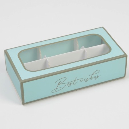 Box for 6 sweets, confectionery packaging "Best Wishes", 10.2 x 20 x 5 cm
