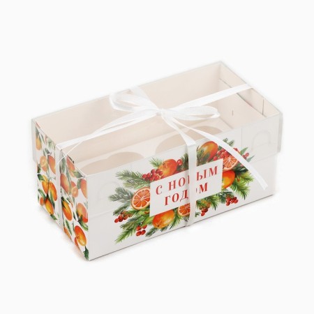 Capcake box "Mandarins", 8 x 16 x 7.5 cm, New Year-1