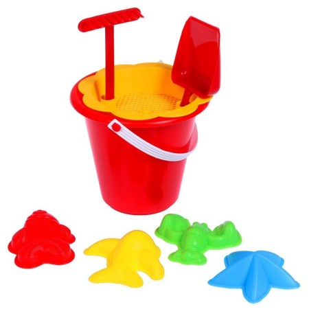 Sanding set of 8 items: bucket, strainer, scoop, rake, molds 4 pieces