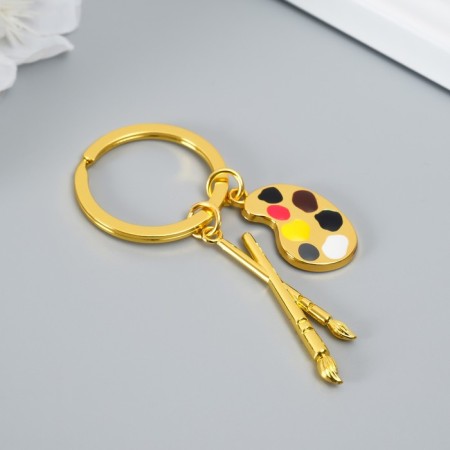 Metal keychain "for the artist - brushes and palette" gold, silver 7.7 cm-4