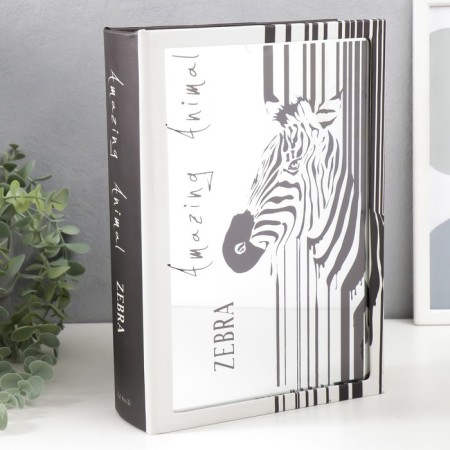 Safe-book wood to leatherette, mirror "Zebra" 30x21x7 cm