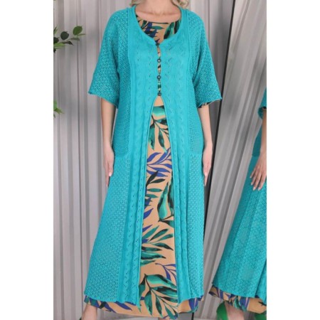 Cardigan female, size 42, green color-10