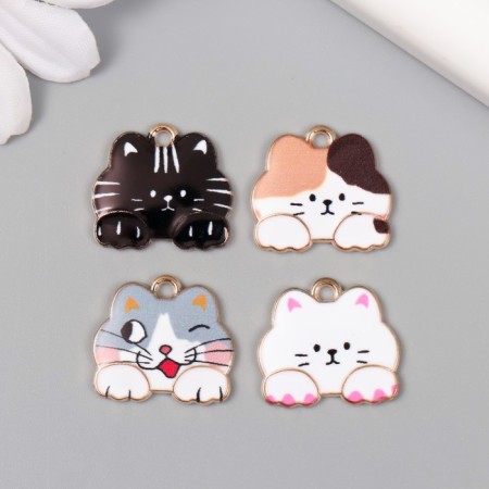 Decor for creativity Metal "Cat" enamel mix 1.7x1.8 cm