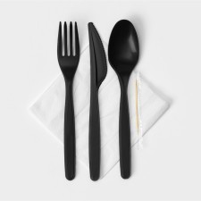 A set of plastic disposable cutlery 