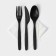 A set of plastic disposable cutlery "Elites", 5 objects: fork, spoon, knife, toothpick, napkin, 18 cm, black color black