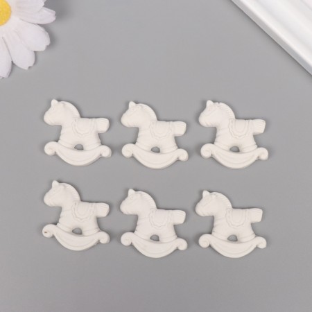 Decor for creativity Polystone "Horse-rocking" White set 6 pcs 3x3 cm-2