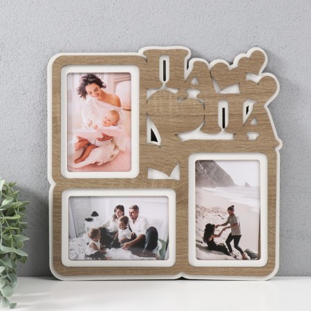 Photo frame LHDF "Dad" 33x33 in 3 photos 10x15 cm, col. oak/white (plastic screen)