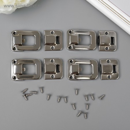 Castle Metal for casket chrome + nails. set 4x2.7 cm-2