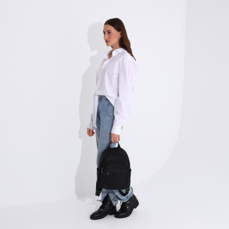 Women's backpack made of artificial leather with lightning, black color-4