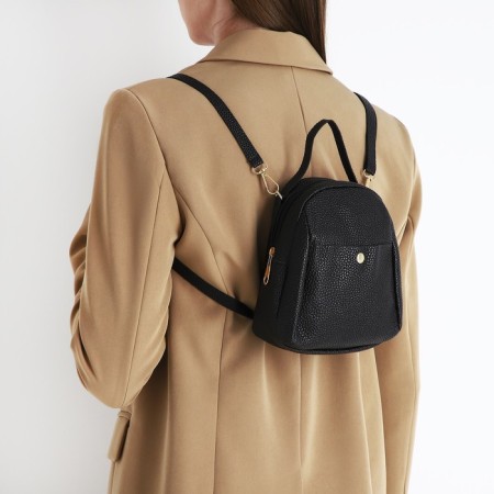 Women's backpack of artificial leather with lightning, 1 pocket, black color-4