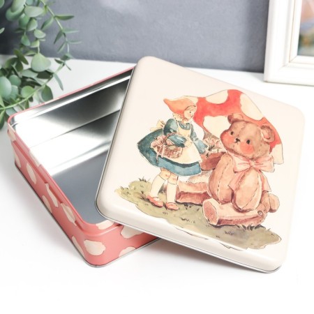 Casket Metal Square "Baby and Toy Bear" 5.8x17x17 cm-3