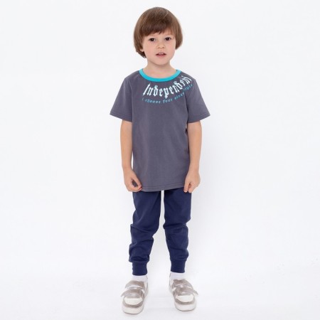 T -shirt for a boy, gray color, height 128 cm-3