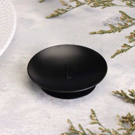 Lotus candlestick Metal for 1 candle "Lotus", 7.5x2 cm, Black Muars-1