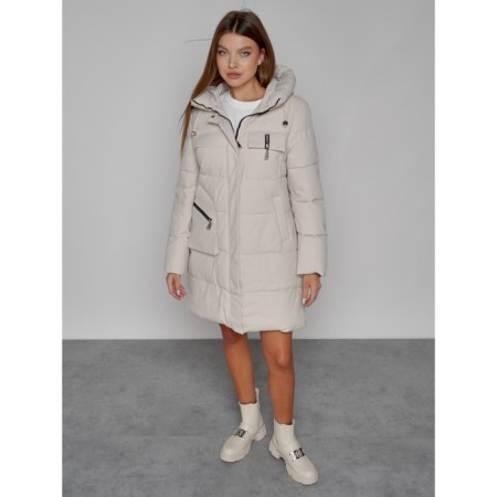 Coat insulated winter female, size 48, beige color-9