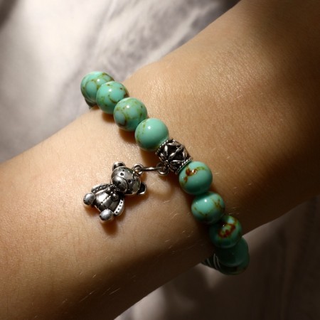 Bracelet with suspension mix ball No. 8 "Old turquoise"-2